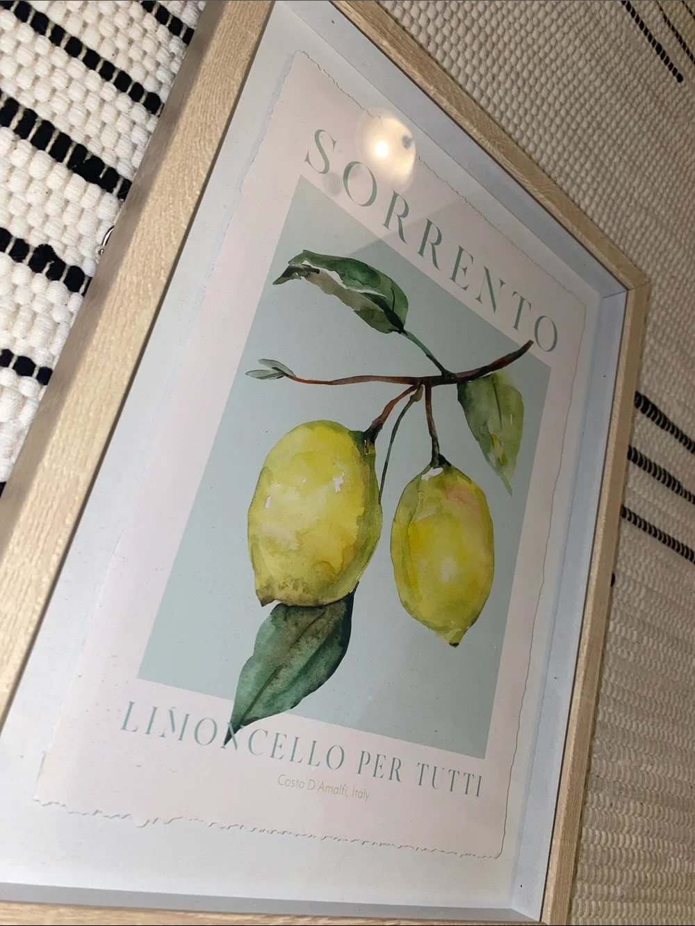 Framed Sorrento Lemon Wall Art in Natural Wood Frame Amalfi Coast